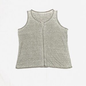 Caslon Heathered Grey Sheer Sleeveless Top